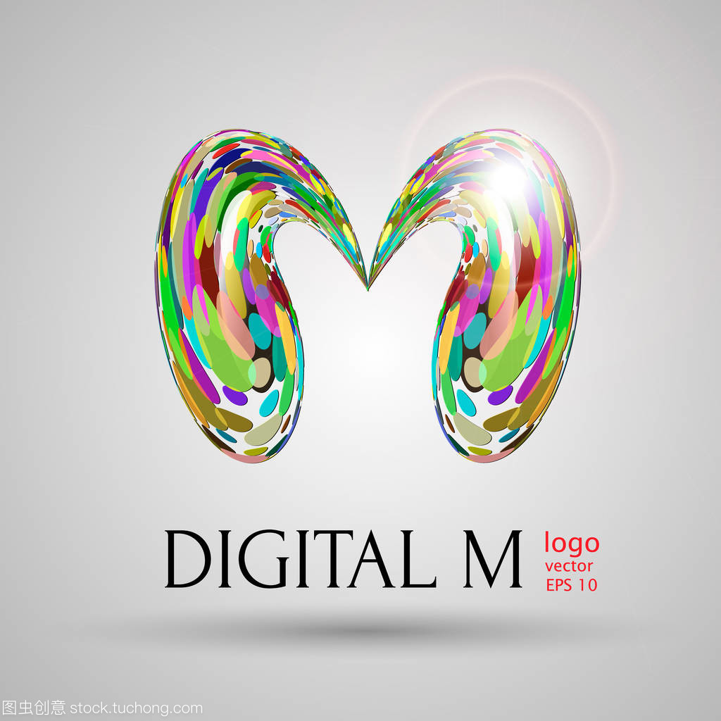 灰色背景上的現(xiàn)代泡沫風(fēng)格 矢量數(shù)字“M”信廣告設(shè)計(jì)解析